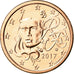 France, Euro Cent, 2017, MS(65-70), Copper Plated Steel