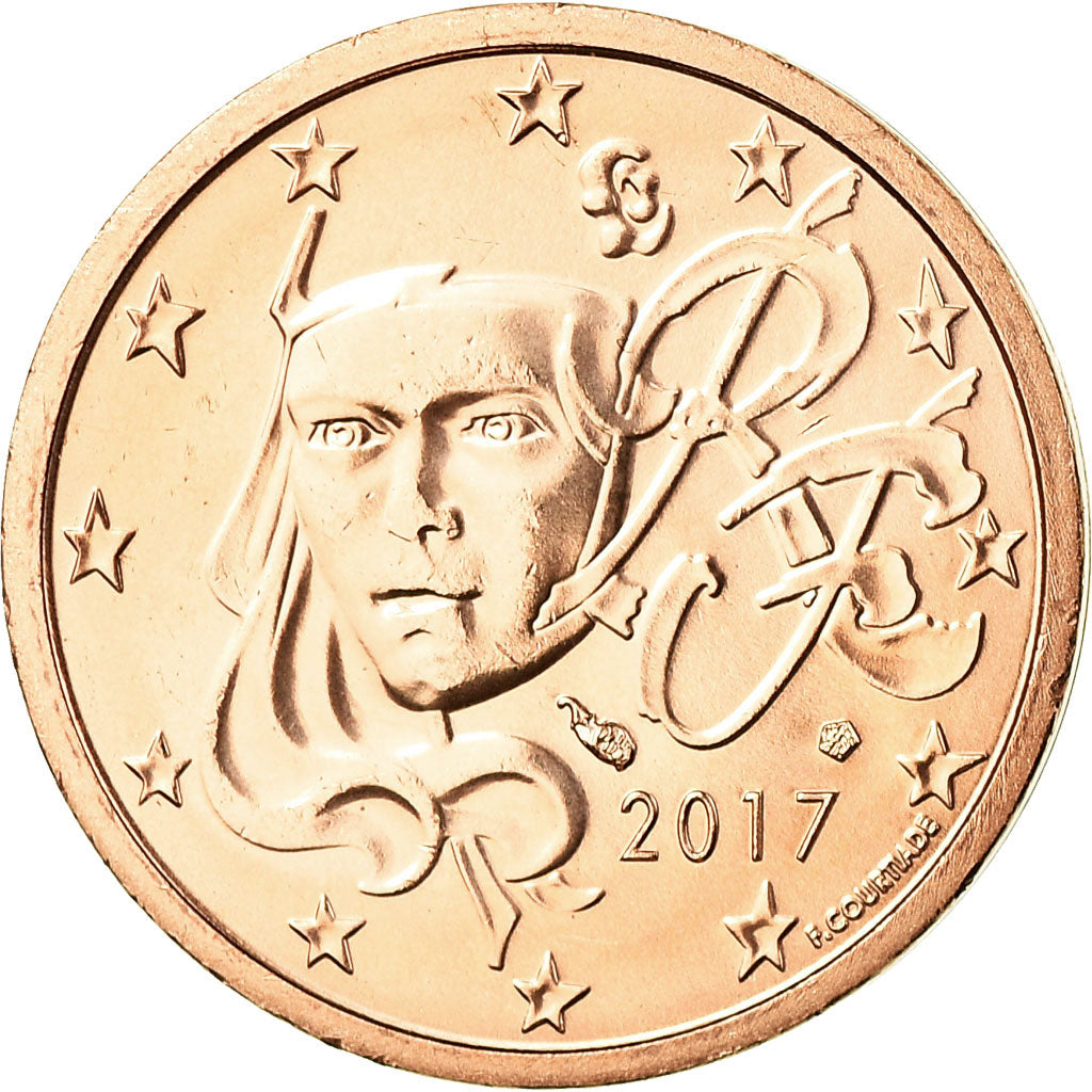France, 2 Euro Cent, 2017, MS(65-70), Copper Plated Steel