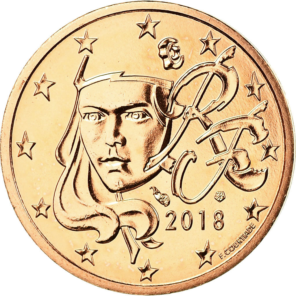 France, 2 Euro Cent, 2018, MS(65-70), Copper Plated Steel