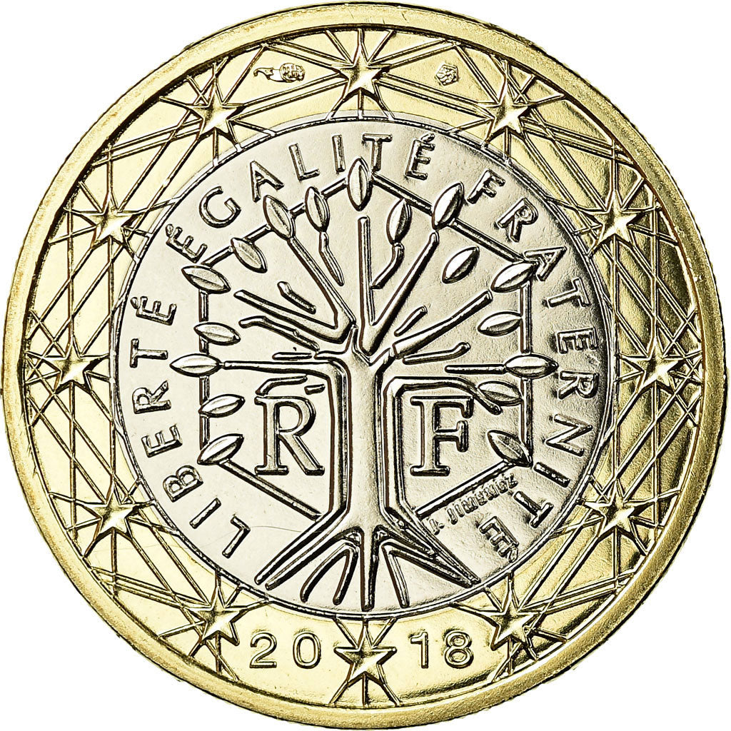 France, Euro, 2018, MS(65-70), Bi-Metallic