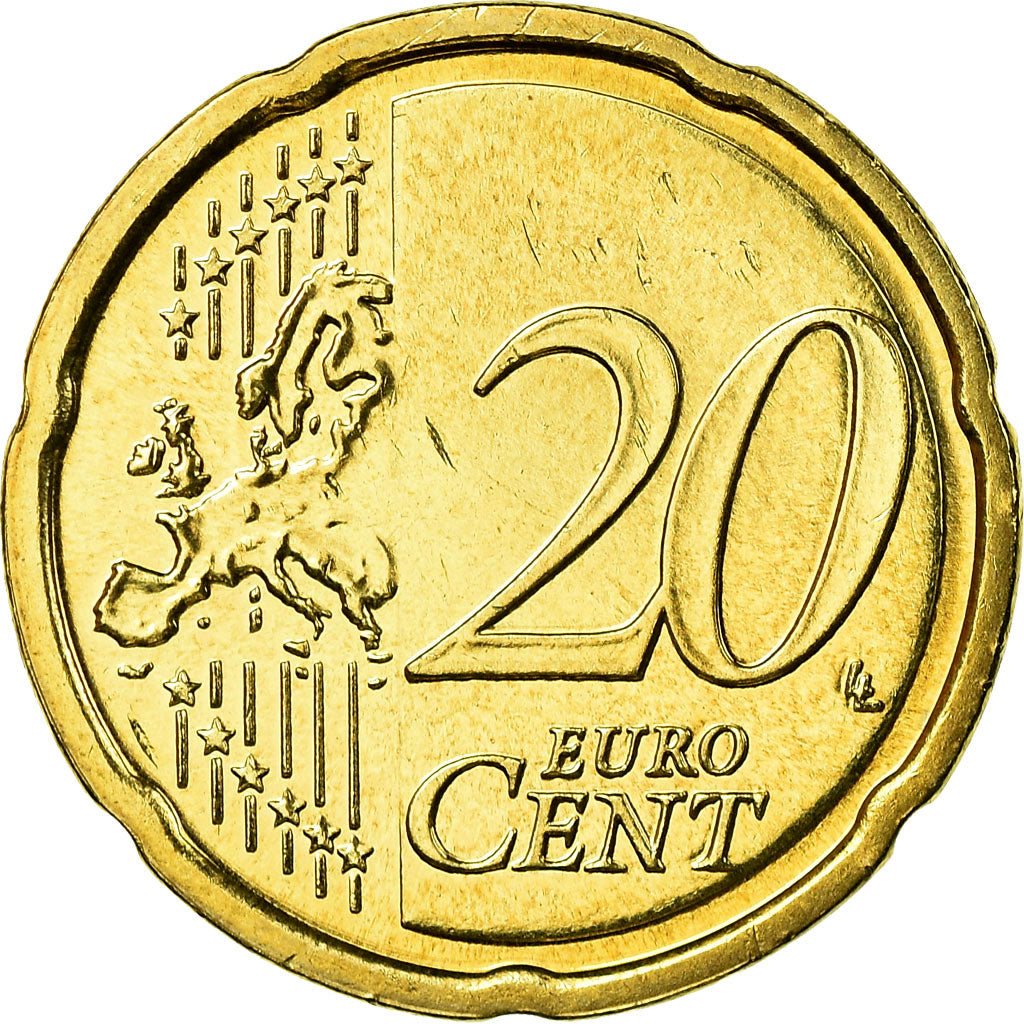 REPÚBLICA DA IRLANDA, 20 Euro Cent, 2007, MS(65-70), Latão, KM:48