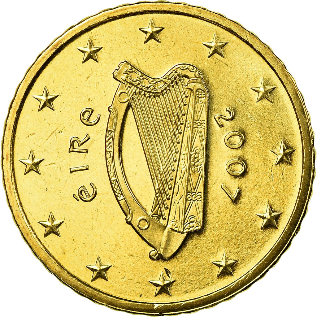IRELAND REPUBLIC, 50 Euro Cent, 2007, MS(65-70), Brass, KM:49