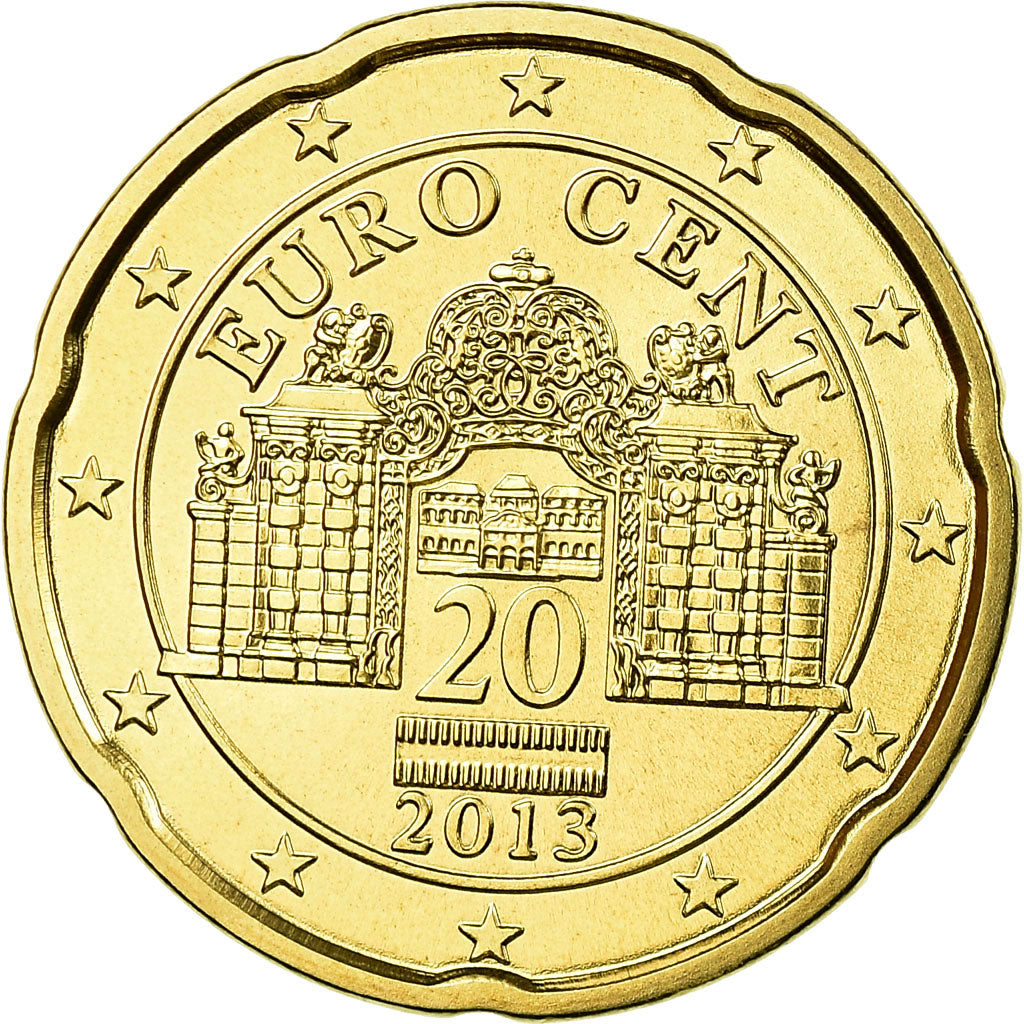 Austria, 20 Euro Cent, 2013, FDC, Latón