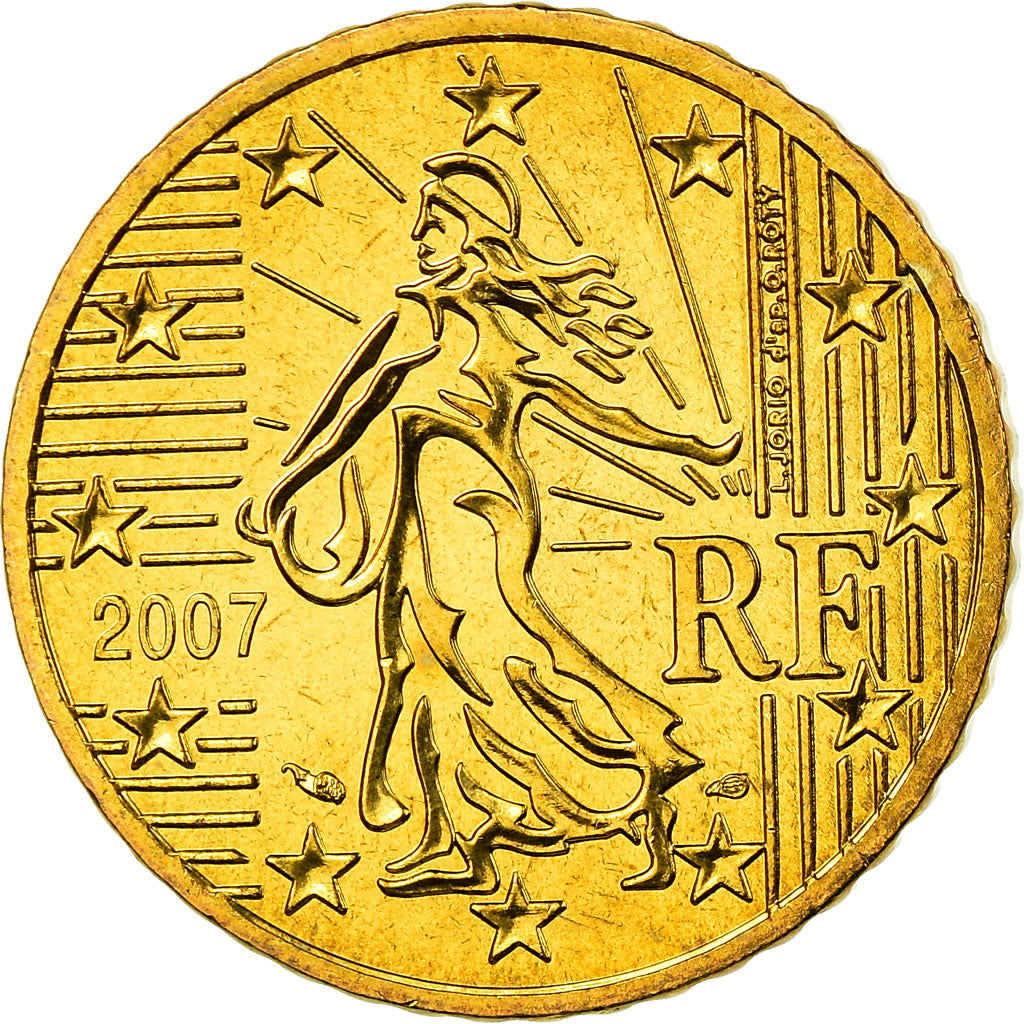 France, 50 Euro Cent, 2007, MS(65-70), Brass, KM:1412
