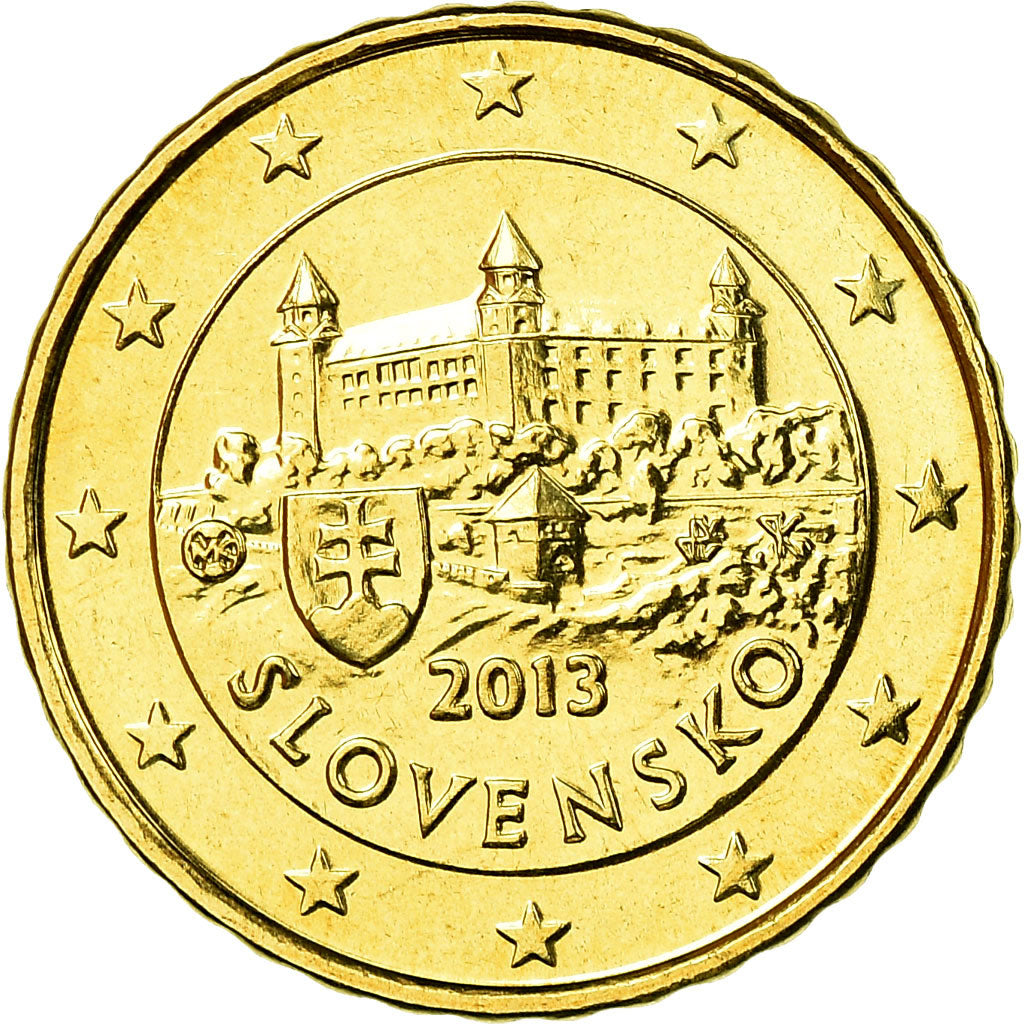 Slovakia, 10 Euro Cent, 2013, MS(65-70), Brass, KM:98