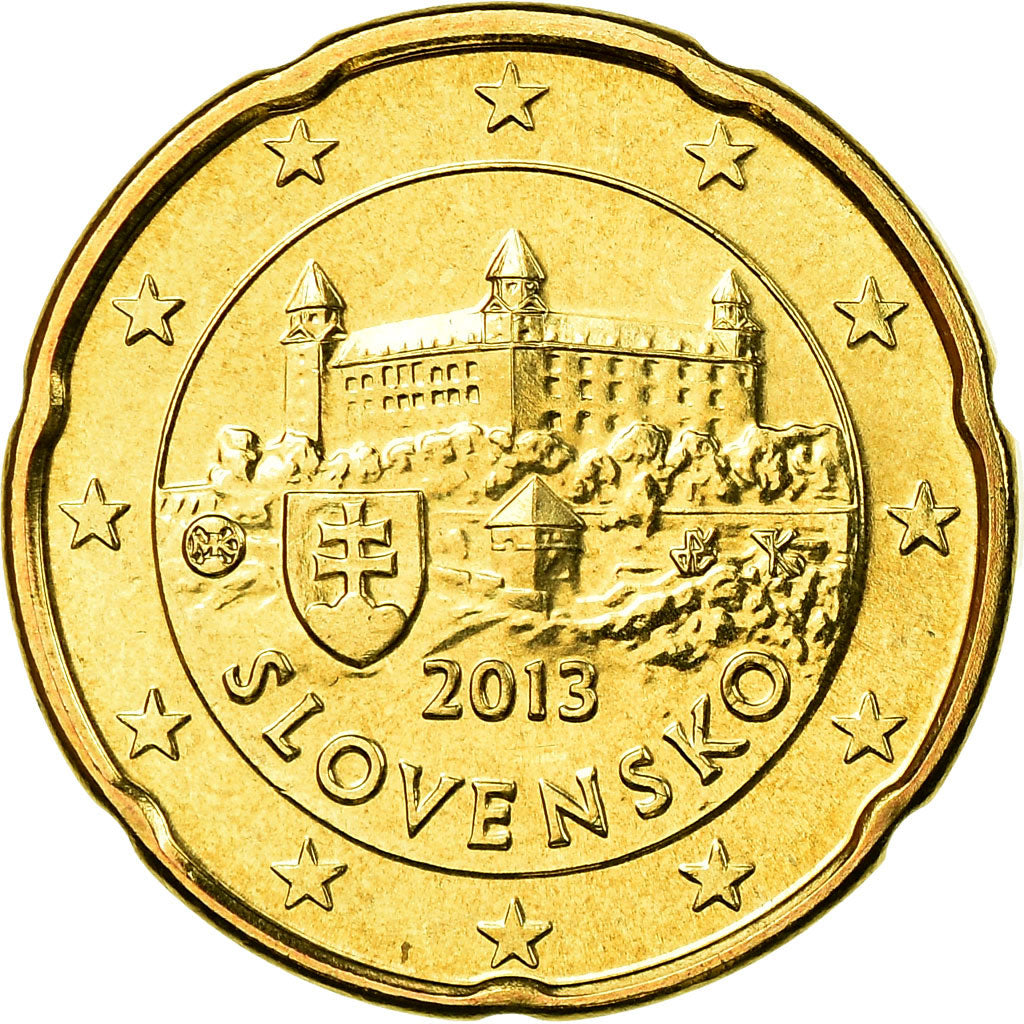 Slovakia, 20 Euro Cent, 2013, MS(65-70), Brass, KM:99