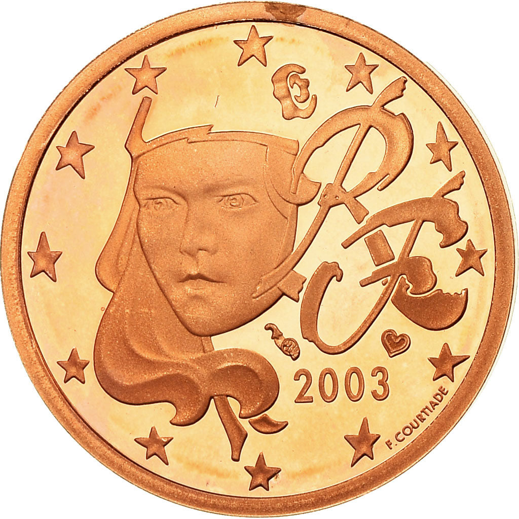 Frankreich, 2 Euro Cent, 2003, Proof, STGL, Copper Plated Steel, KM:1283