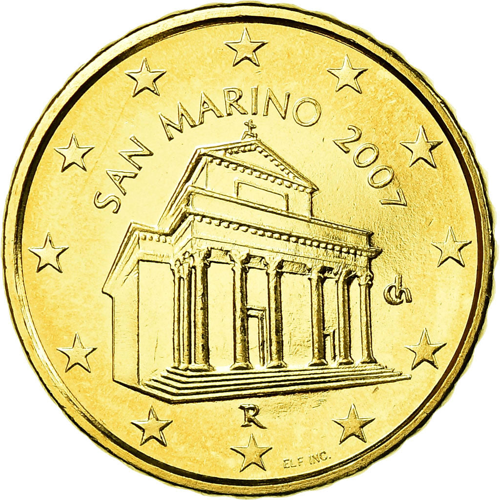 San Marino, 10 Euro Cent, 2007, MS(65-70), Brass, KM:443