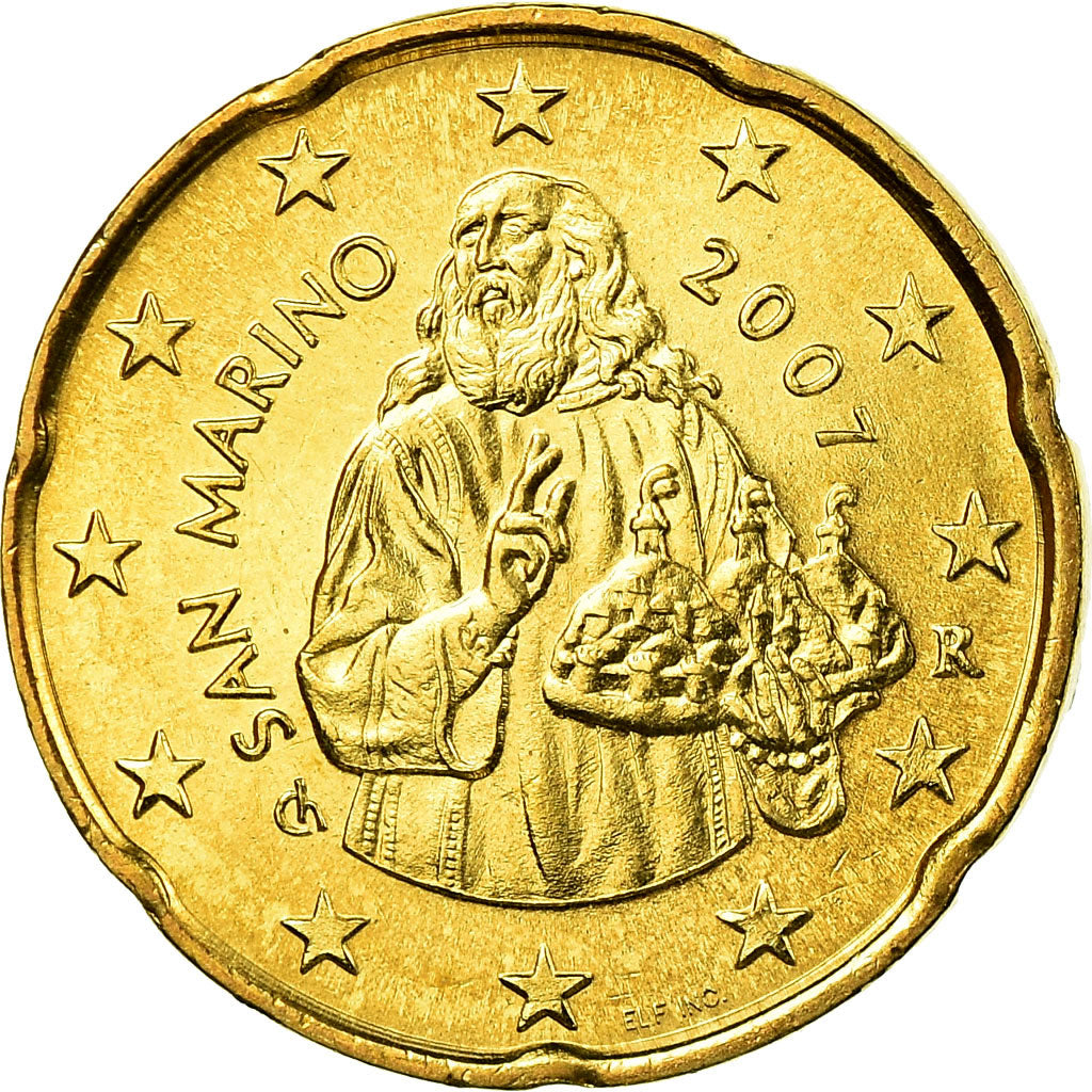 San Marino, 20 Euro Cent, 2007, STGL, Messing, KM:444