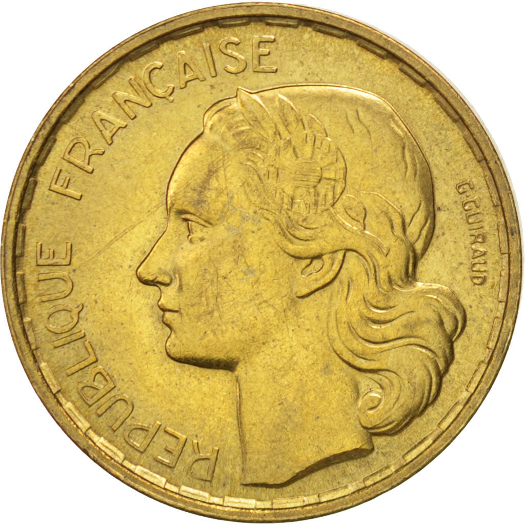FRANCE, Guiraud, 20 Francs, 1952, Paris, KM #917.1, AU(55-58), Aluminum-Bronze,.