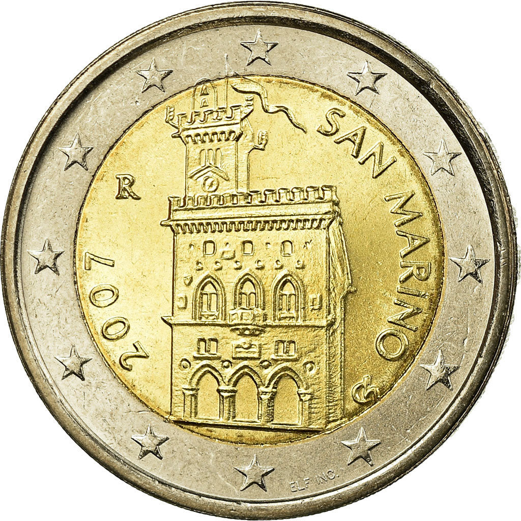 San Marino, 2 Euro, 2007, MS(65-70), Bi-Metallic, KM:447