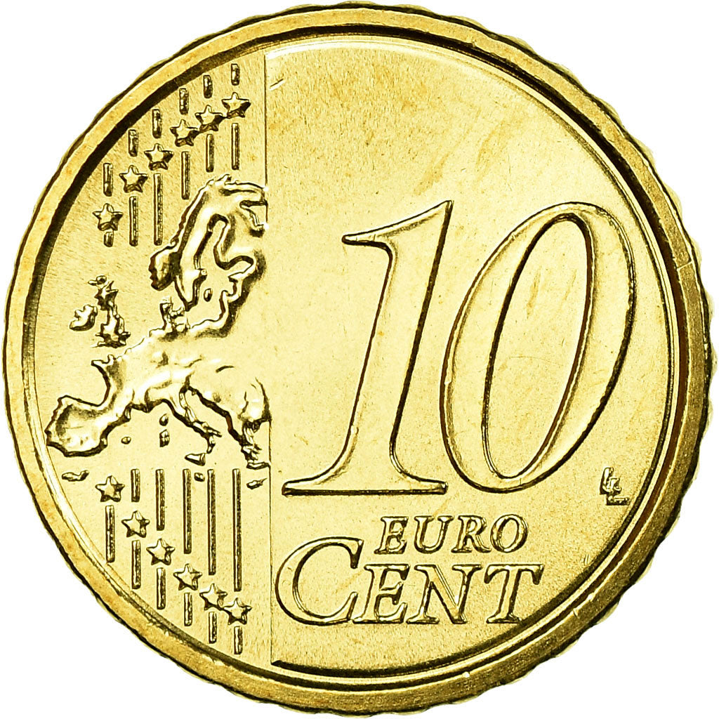 San Marino, 10 Euro Cent, 2010, MS(65-70), Brass, KM:482