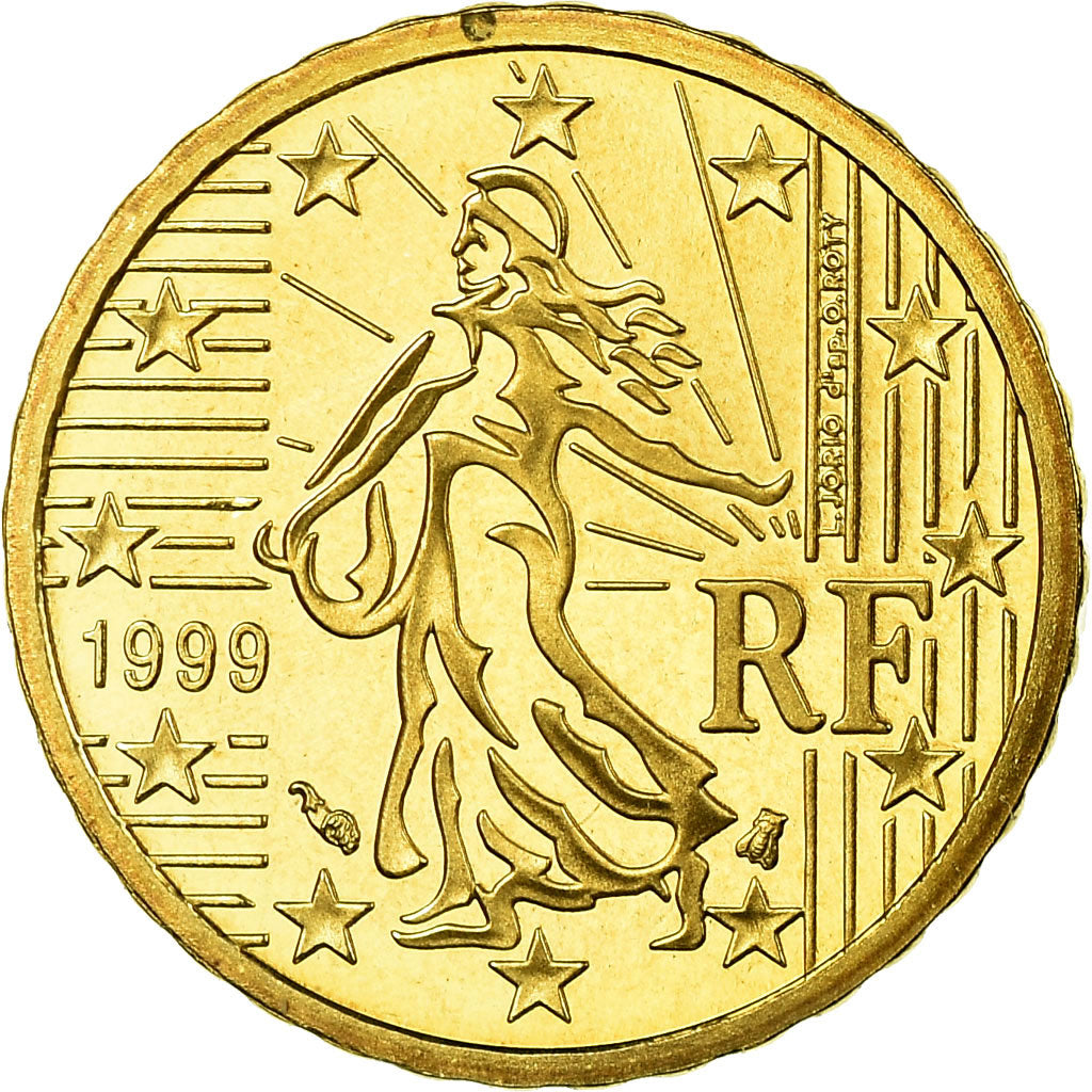 France, 10 Euro Cent, 1999, Proof, MS(65-70), Brass, KM:1285
