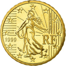 France, 10 Euro Cent, 1999, Proof, MS(65-70), Brass, KM:1285
