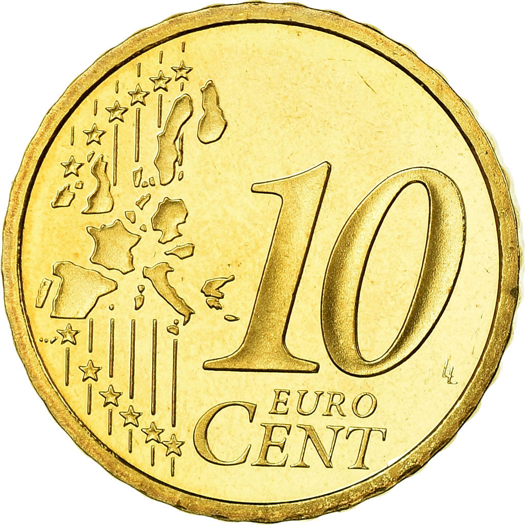 France, 10 Euro Cent, 1999, Proof, MS(65-70), Brass, KM:1285