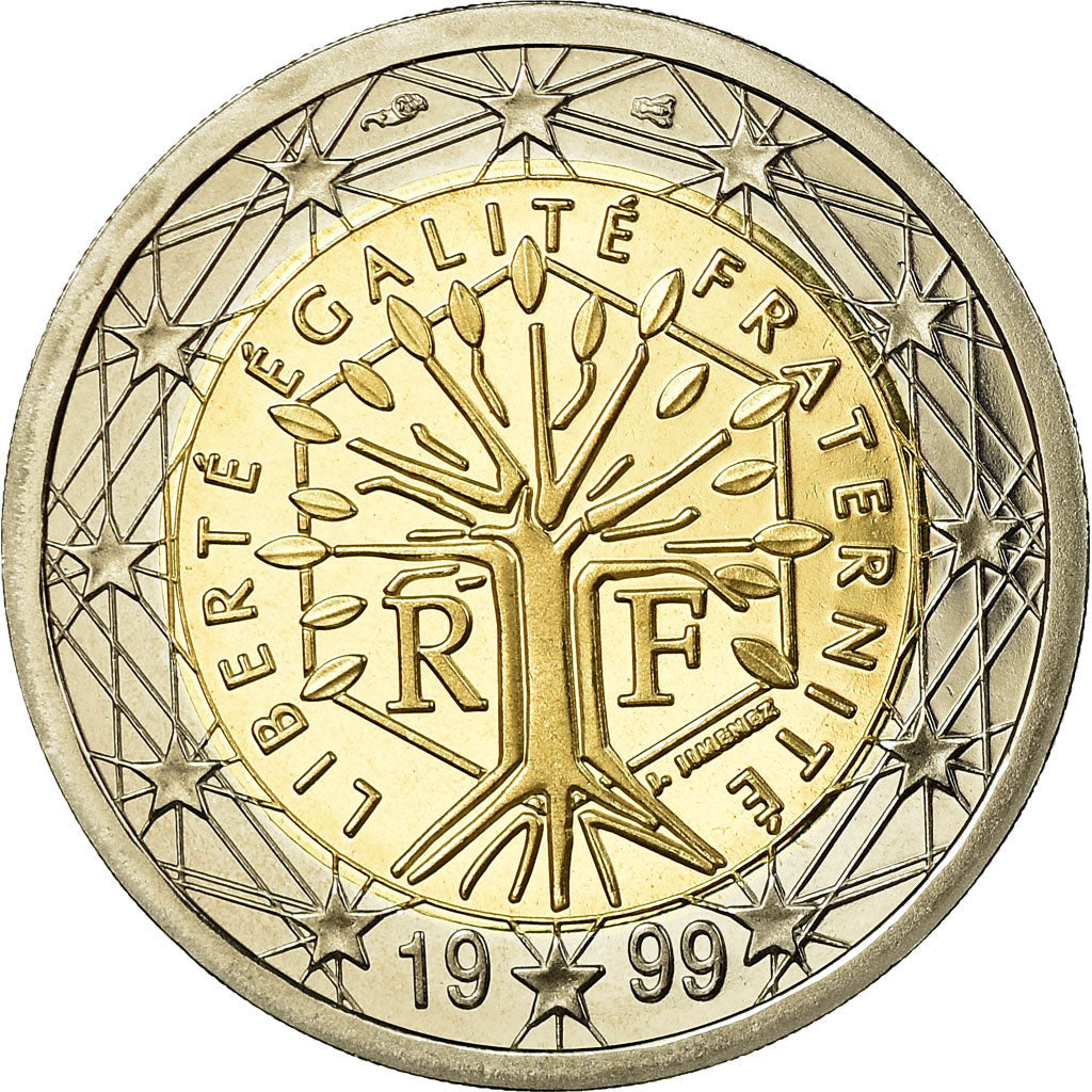 France, 2 Euro, 1999, Proof, MS(65-70), Bi-Metallic, KM:1289