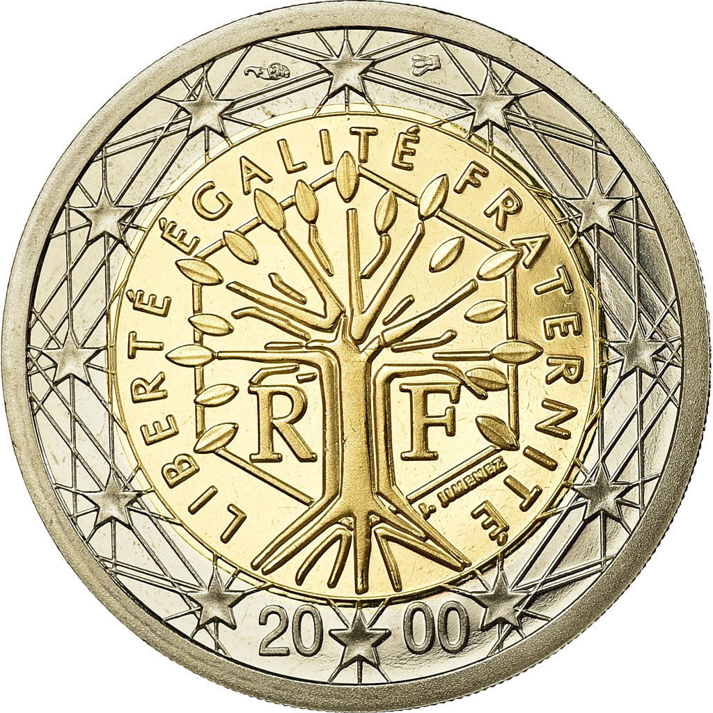 France, 2 Euro, 2000, Proof, MS(65-70), Bi-Metallic, KM:1289