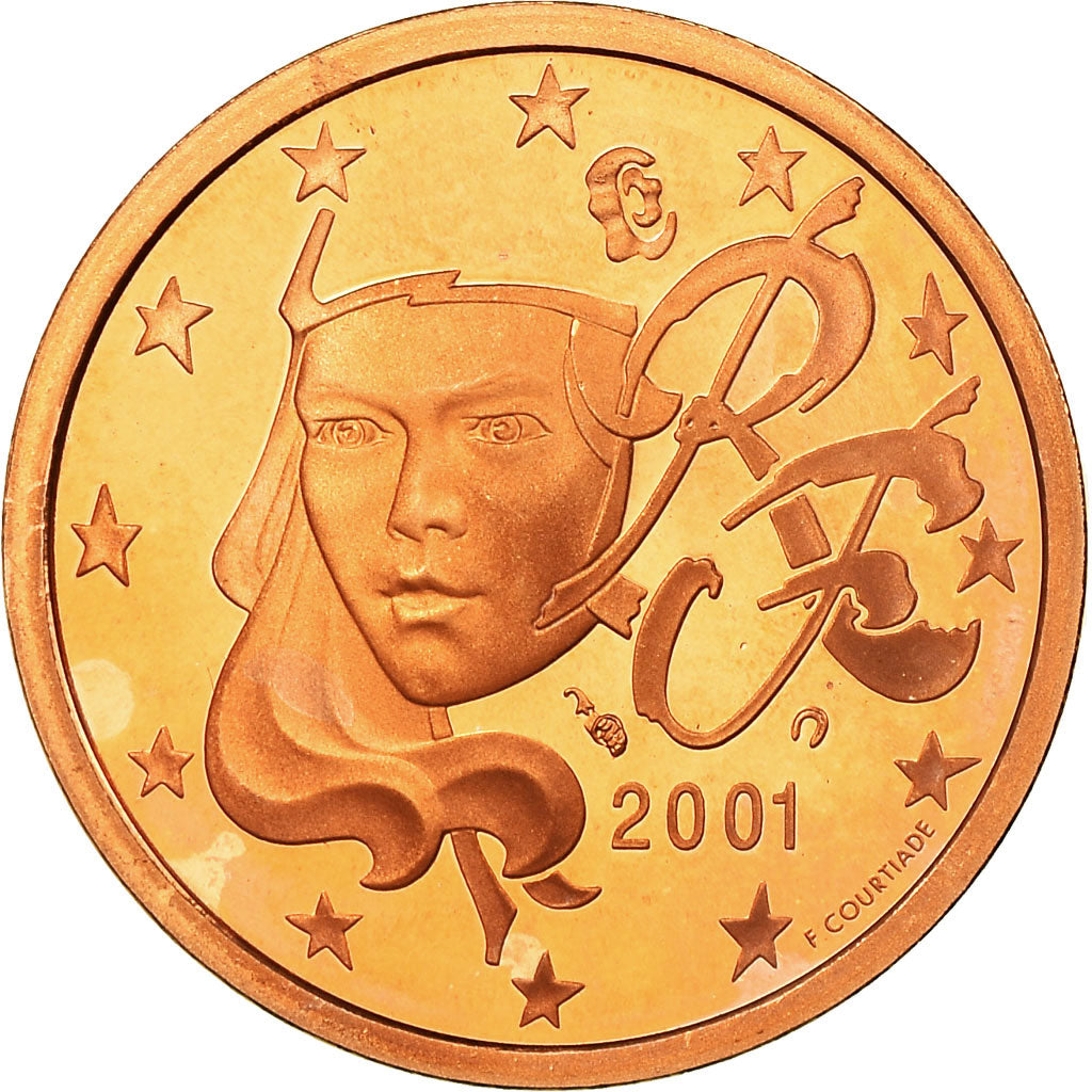 France, 5 Euro Cent, 2001, Proof, MS(65-70), Copper Plated Steel, KM:1284