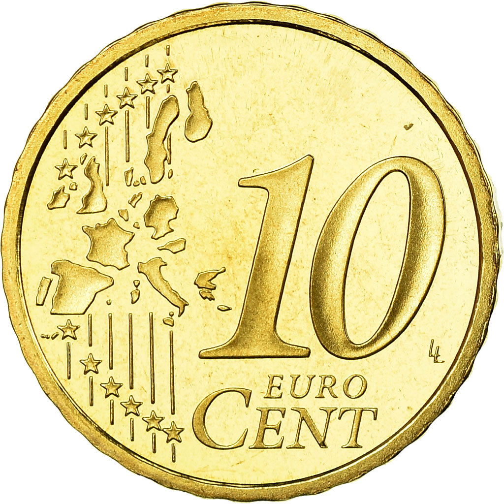 França, 10 Euro Cent, 2001, Proof, MS(65-70), Latão, KM:1285