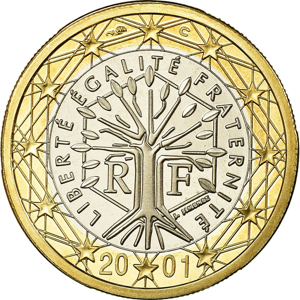 France, Euro, 2001, Proof, MS(65-70), Bi-Metallic, KM:1288