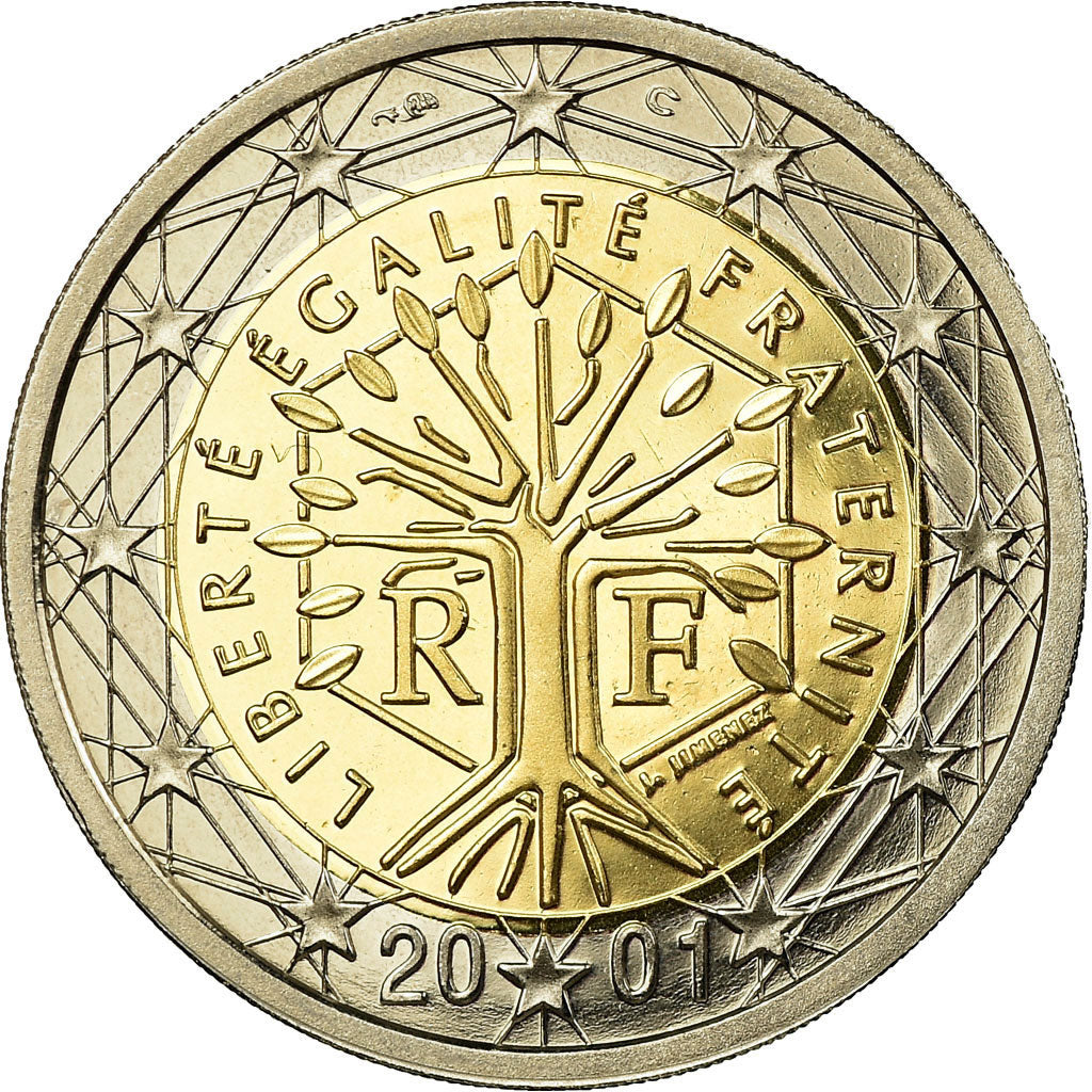 France, 2 Euro, 2001, Proof, MS(65-70), Bi-Metallic, KM:1289