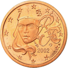 France, Euro Cent, 2002, Proof, MS(65-70), Copper Plated Steel, KM:1282