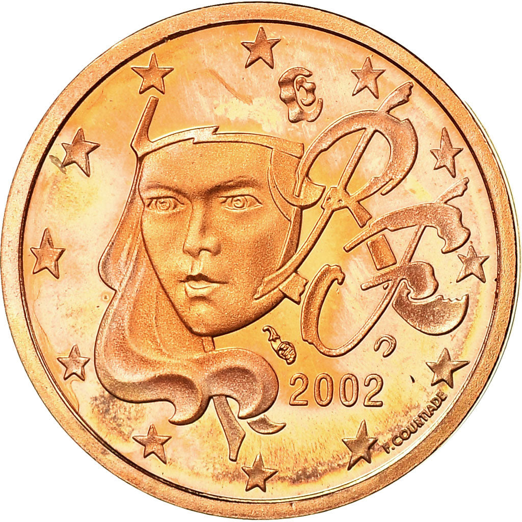 France, 2 Euro Cent, 2002, Proof, MS(65-70), Copper Plated Steel, KM:1283