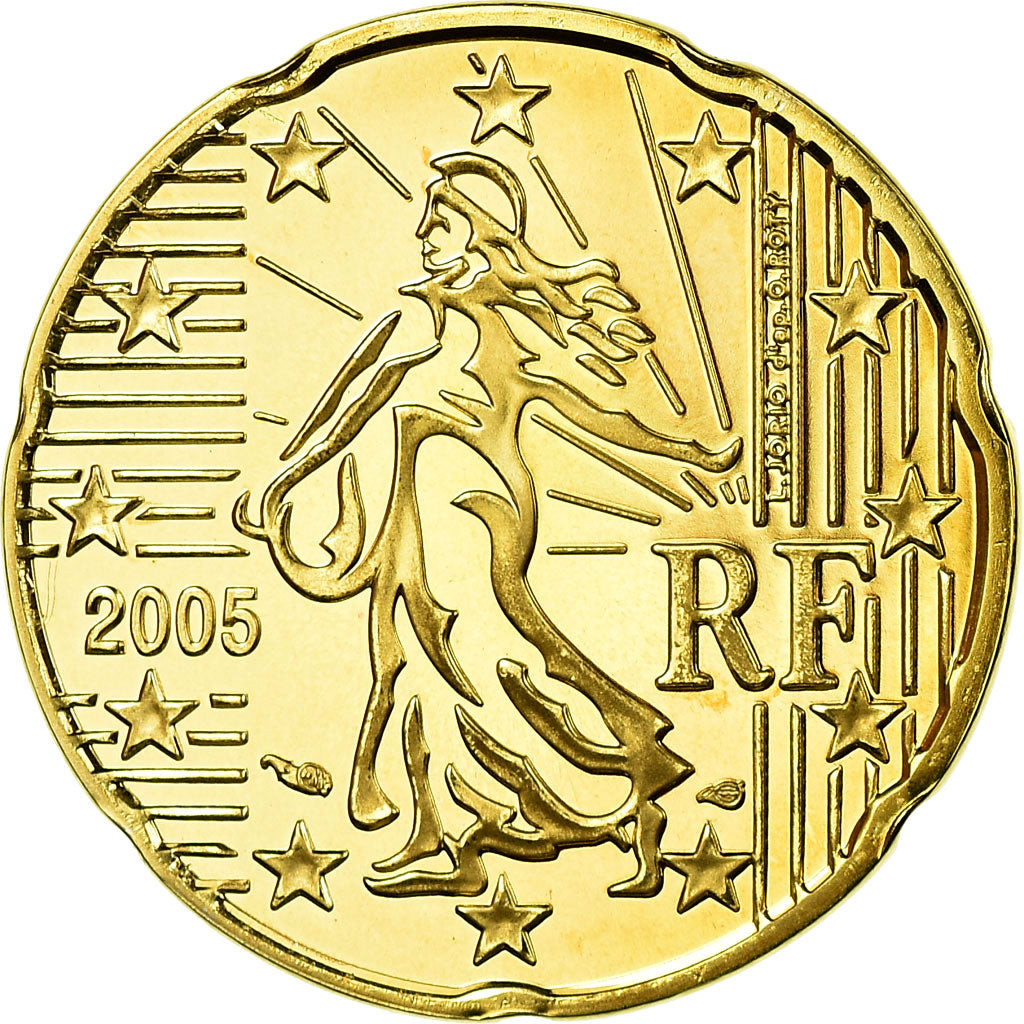 France, 20 Euro Cent, 2005, Proof, MS(65-70), Brass, KM:1286