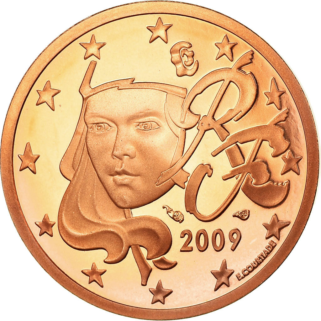 France, 5 Euro Cent, 2009, Proof, MS(65-70), Copper Plated Steel, KM:1284