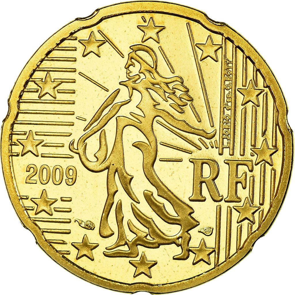France, 20 Euro Cent, 2009, Proof, MS(65-70), Brass, KM:1411