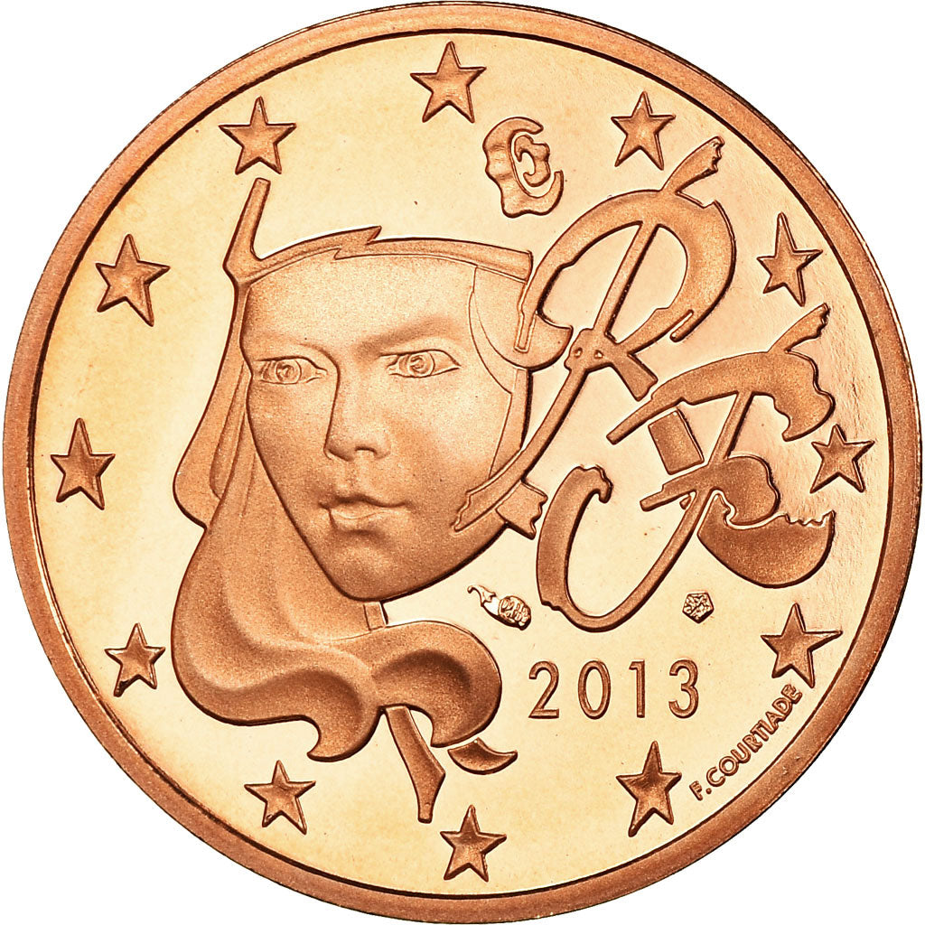 France, 5 Euro Cent, 2013, Proof, MS(65-70), Copper Plated Steel, KM:1284