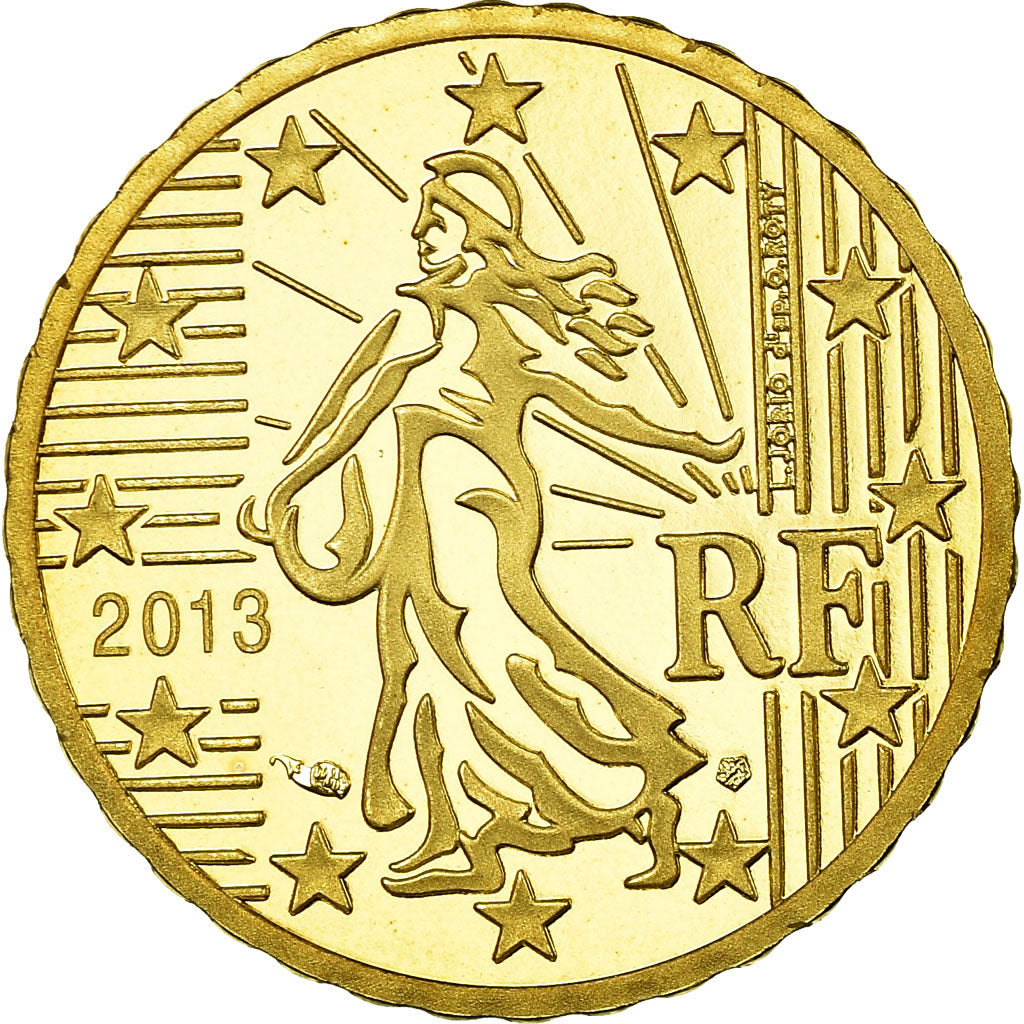 France, 10 Euro Cent, 2013, Proof, MS(65-70), Brass, KM:1410