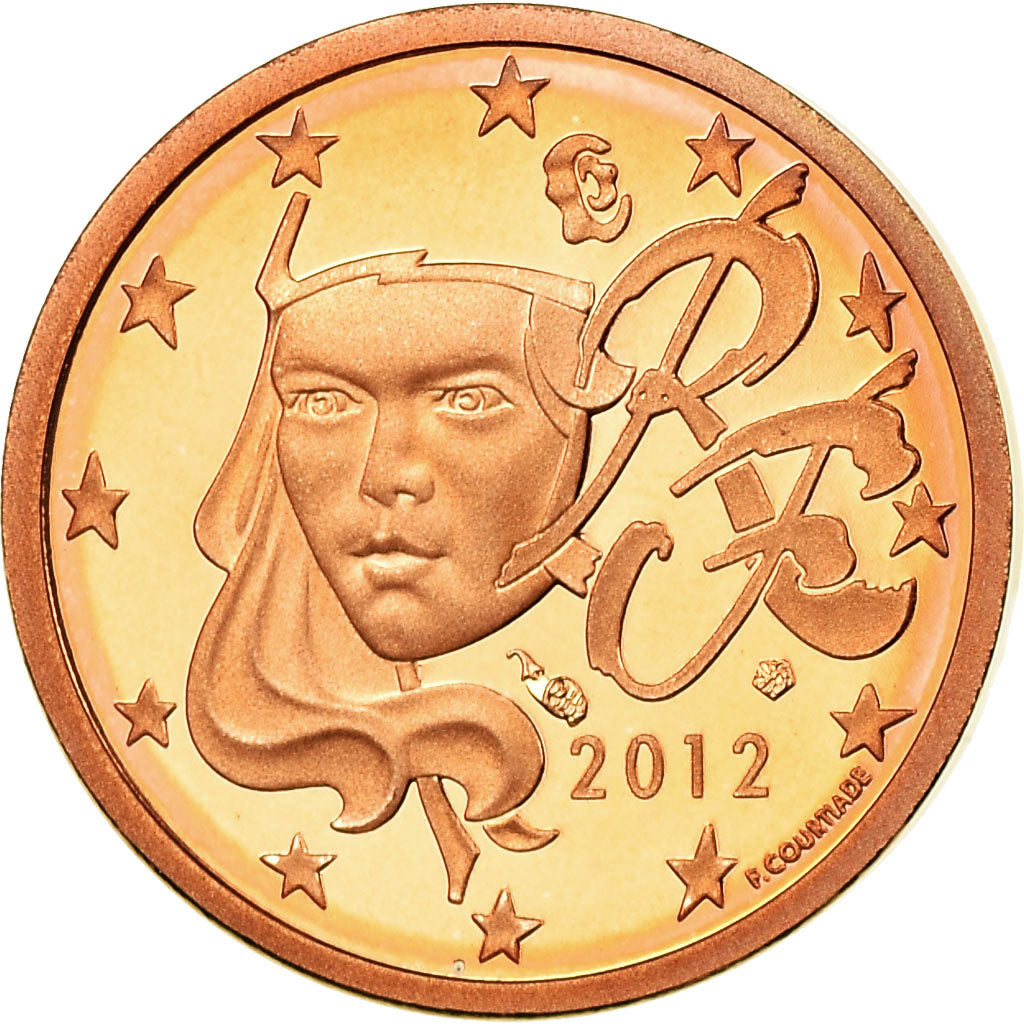 Francja, Euro Cent, 2012, Paris, Proof, MS(65-70), Miedź platerowana stalą