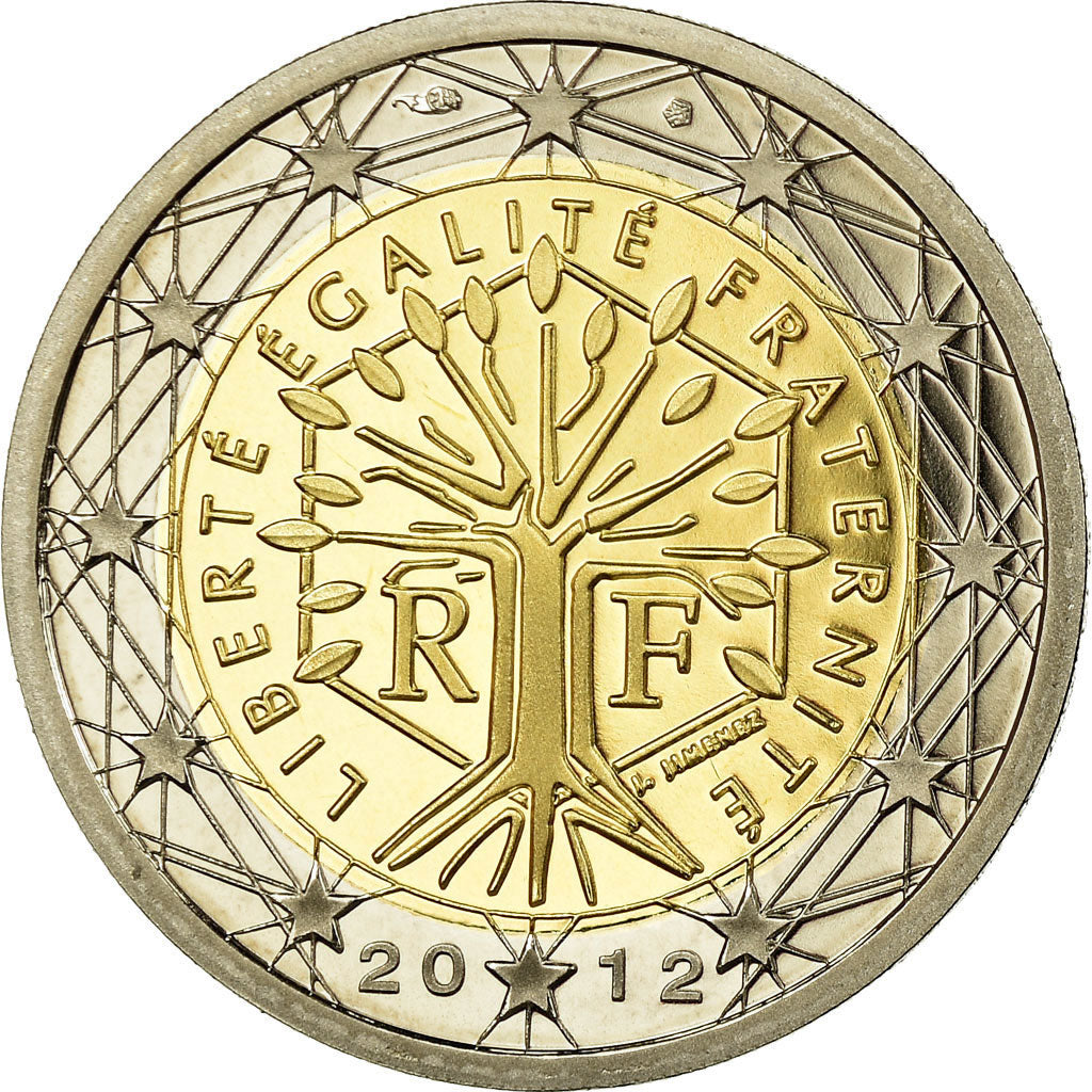 França, 2 Euro, 2012, Proof, MS(65-70), Bimetálico, KM:1414