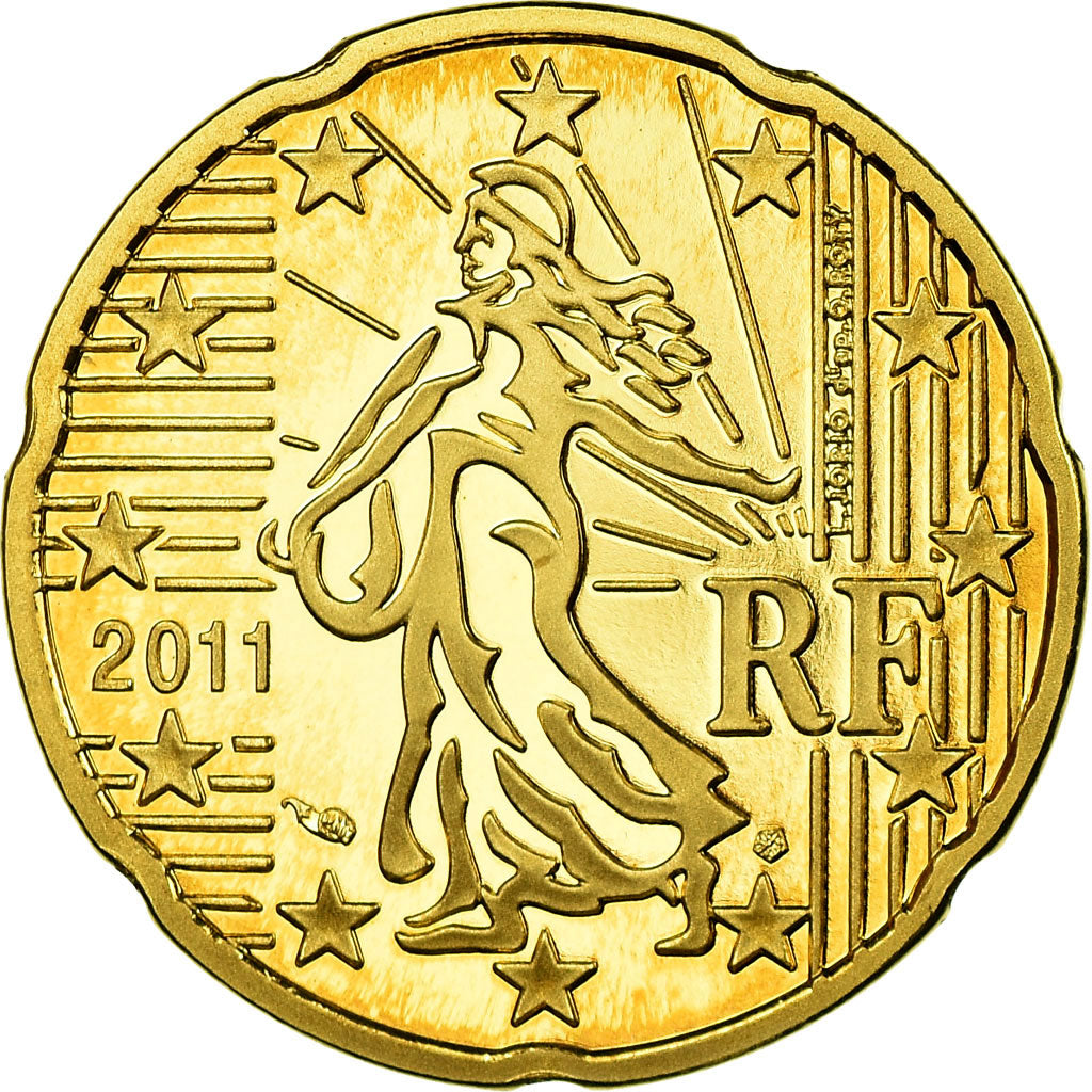 France, 20 Euro Cent, 2011, Proof, MS(65-70), Brass, KM:1411