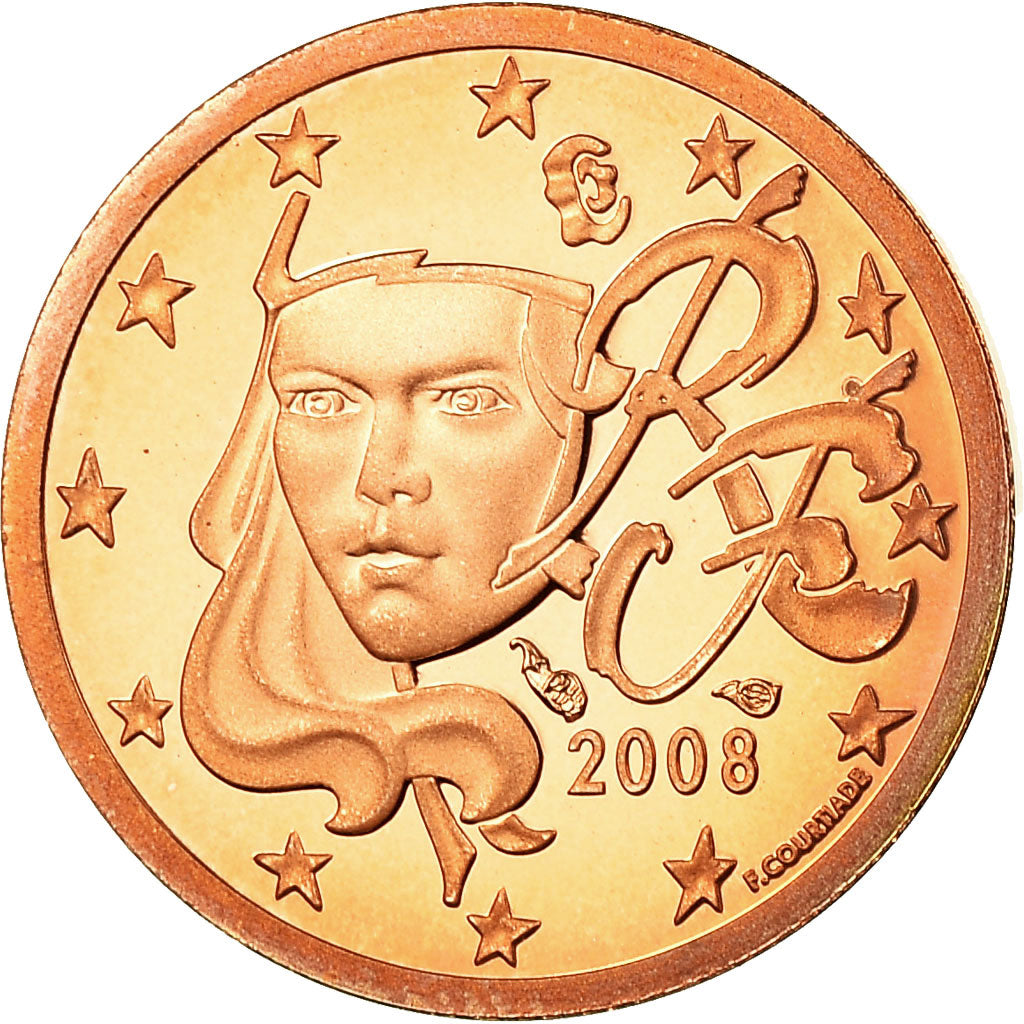 France, Euro Cent, 2008, Proof, MS(65-70), Copper Plated Steel, KM:1282