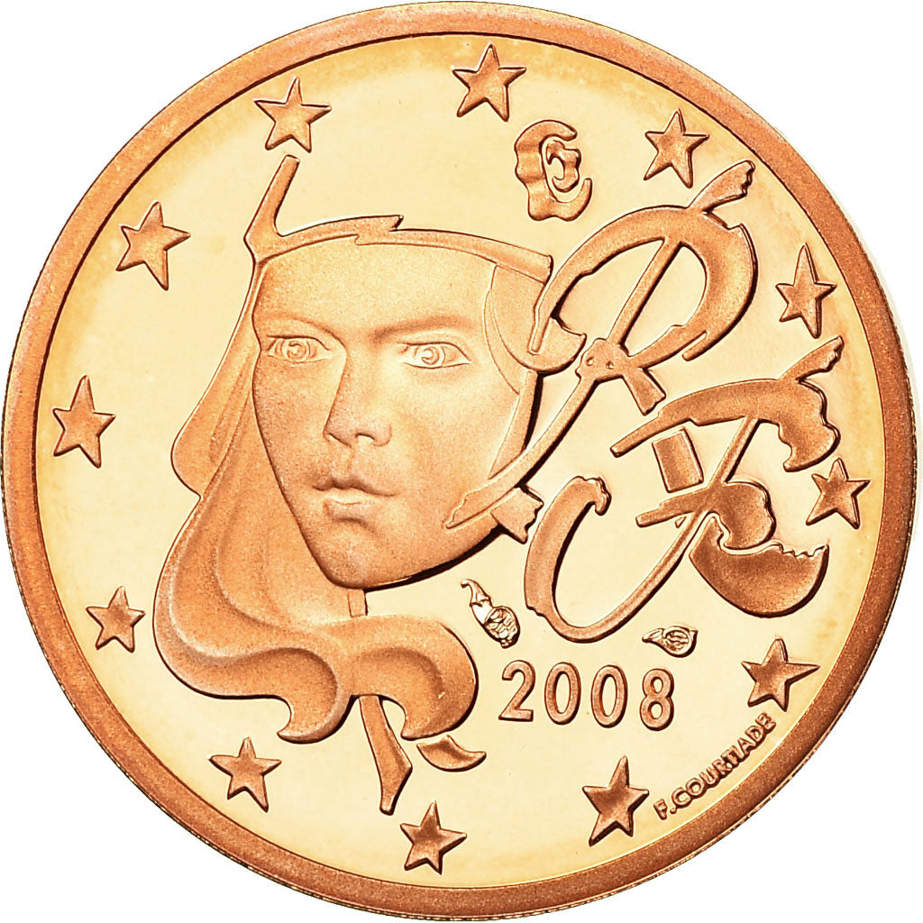 France, 2 Euro Cent, 2008, Proof, MS(65-70), Copper Plated Steel, KM:1283