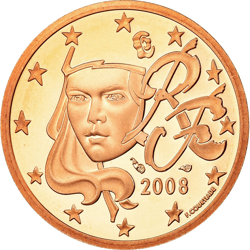 Frankreich, 5 Euro Cent, 2008, Proof, STGL, Copper Plated Steel, KM:1284