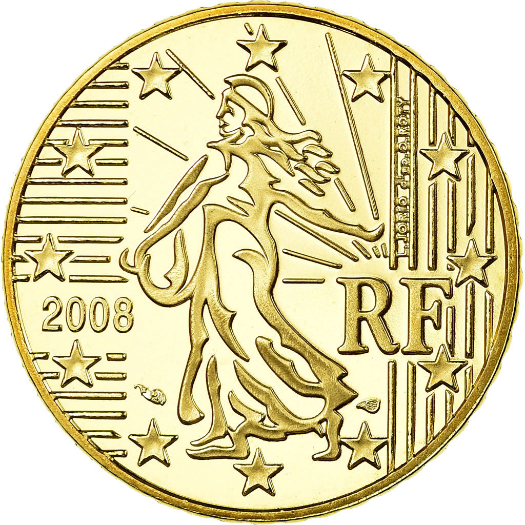 France, 50 Euro Cent, 2008, Proof, MS(65-70), Brass, KM:1412