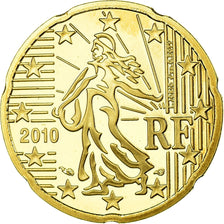 France, 20 Euro Cent, 2010, Proof, MS(65-70), Brass, KM:1411