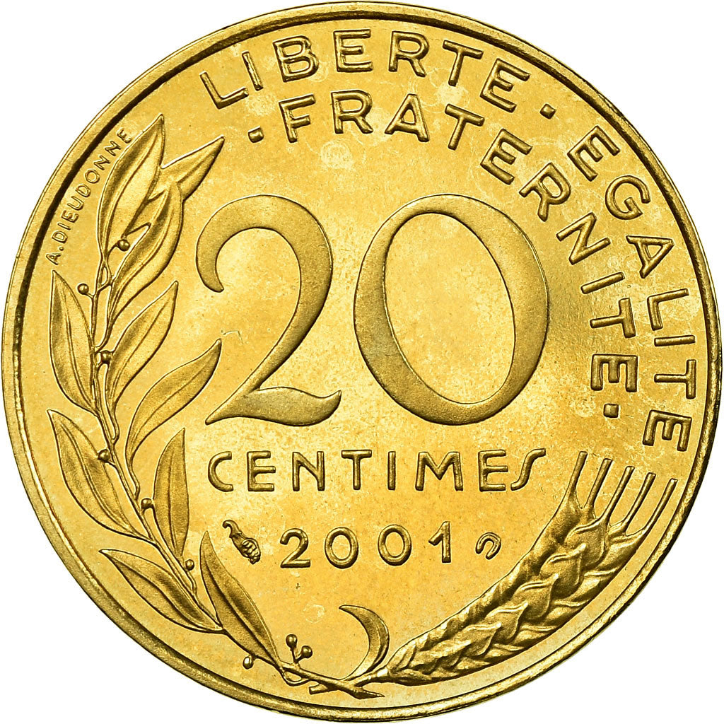 Munten, Frankrijk, Marianne, 20 Centimes, 2001, Paris, Proof, FDC