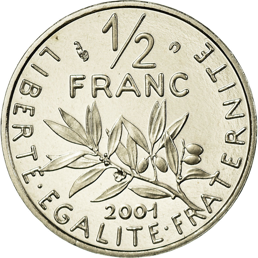 Coin, France, Semeuse, 1/2 Franc, 2001, Paris, Proof, MS(65-70), Nickel
