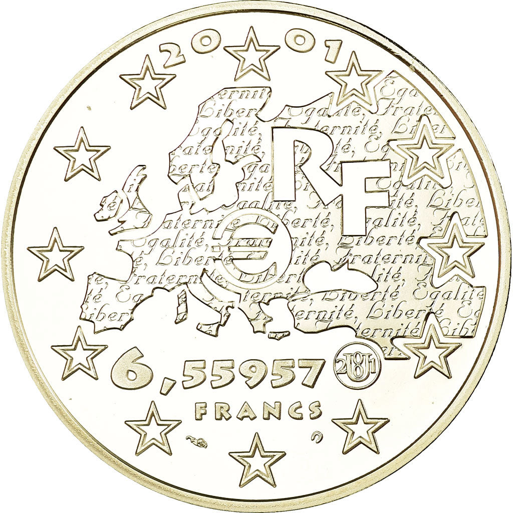 Moneda, Francia, Liberté, 6.55957 Francs, 2001, Paris, Proof, FDC, Plata