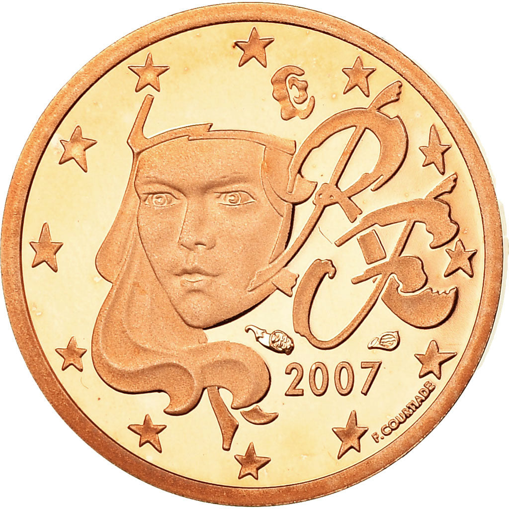 France, Euro Cent, 2007, Proof, MS(65-70), Copper Plated Steel, KM:1282