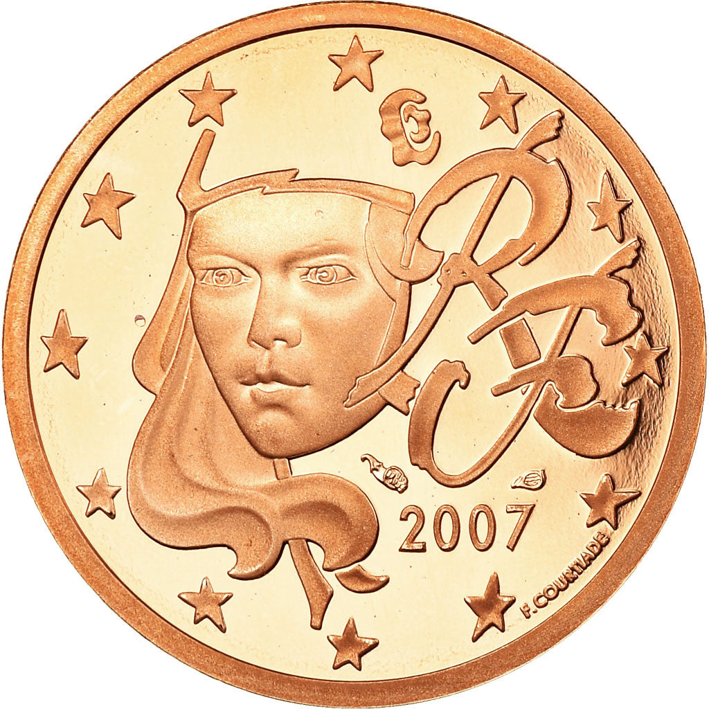 França, 5 Euro Cent, 2007, Proof, MS(65-70), Aço Cromado a Cobre, KM:1284