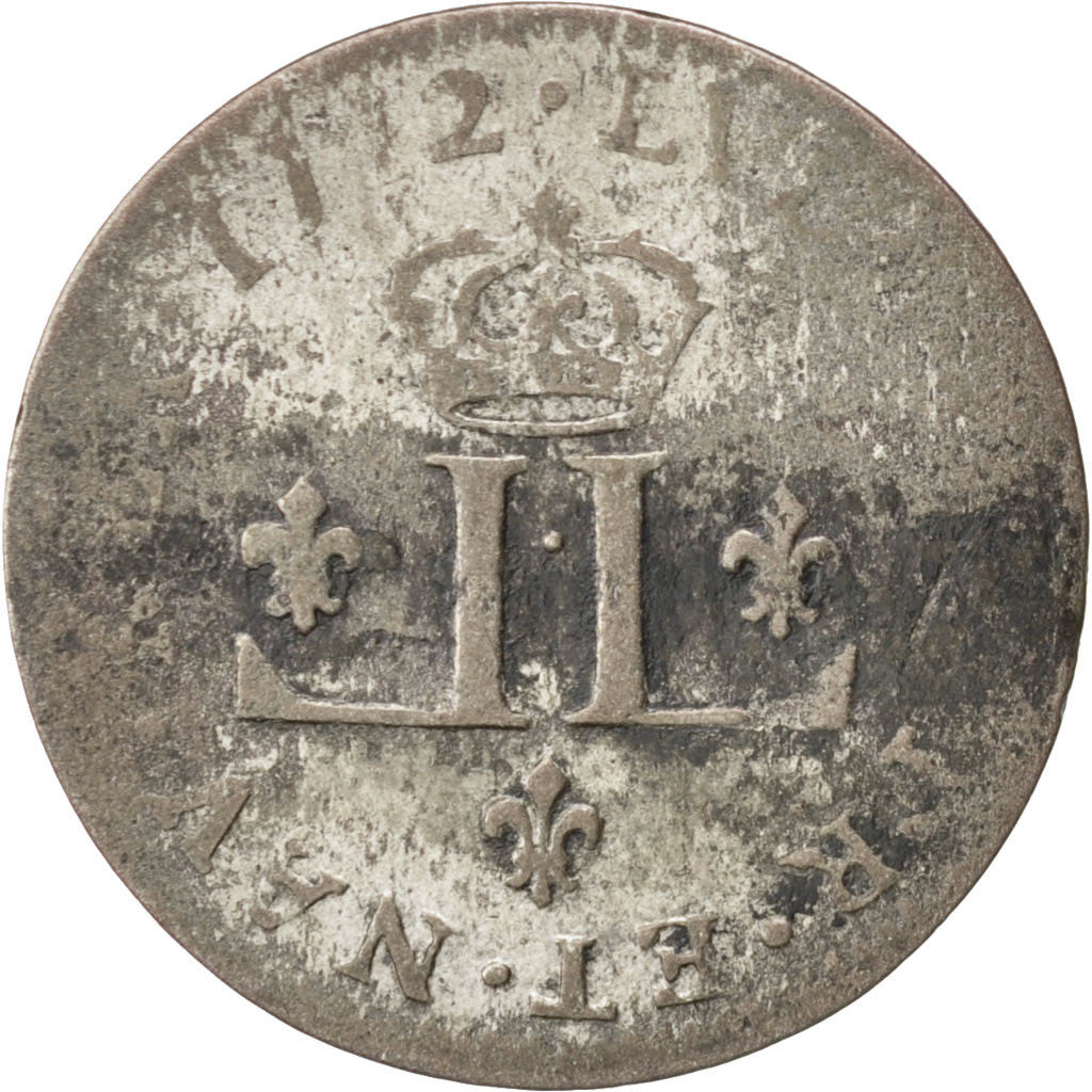 FRANCE, XXX Deniers aux 2 L couronnés, 30 Deniers, 1712, Lyon, KM #378.2, F...