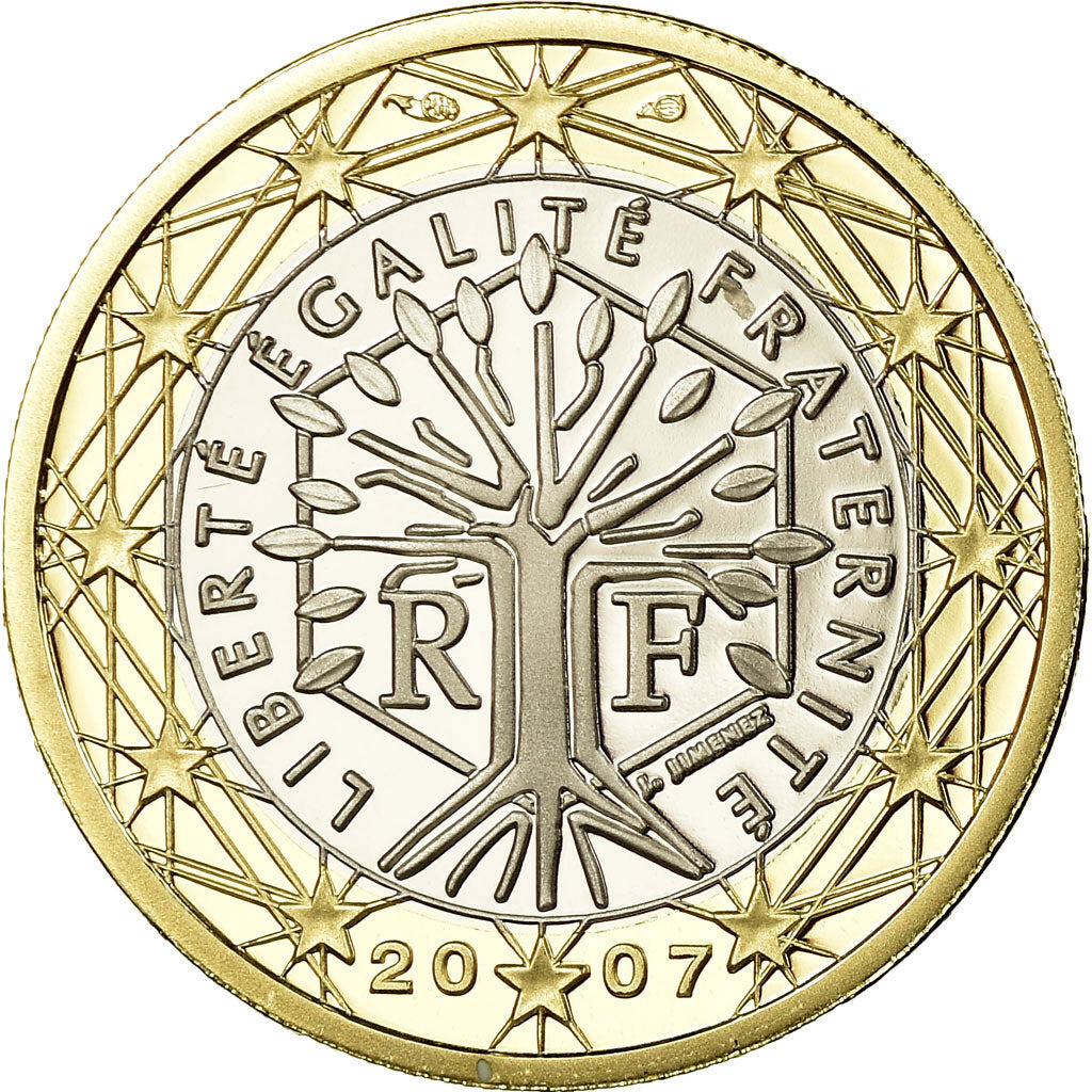 France, Euro, 2007, Proof, MS(65-70), Bi-Metallic, KM:1413