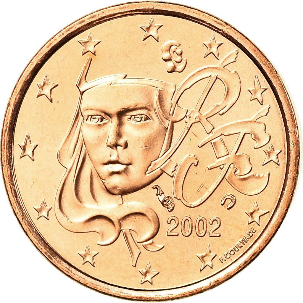 France, Euro Cent, 2002, MS(65-70), Copper Plated Steel, KM:1282