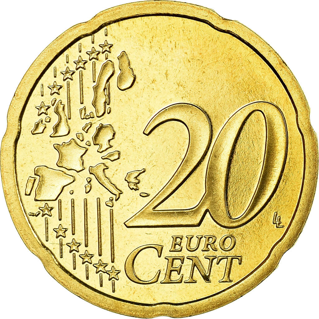 França, 20 Euro Cent, 2002, Proof, MS(65-70), Latão, KM:1286