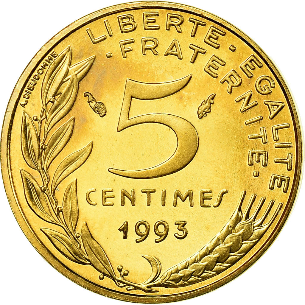 Coin, France, Marianne, 5 Centimes, 1993, Paris, Proof, MS(65-70)